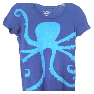 Old Navy Tee Shirt X Small Blue Octopus 🐙 Burnout